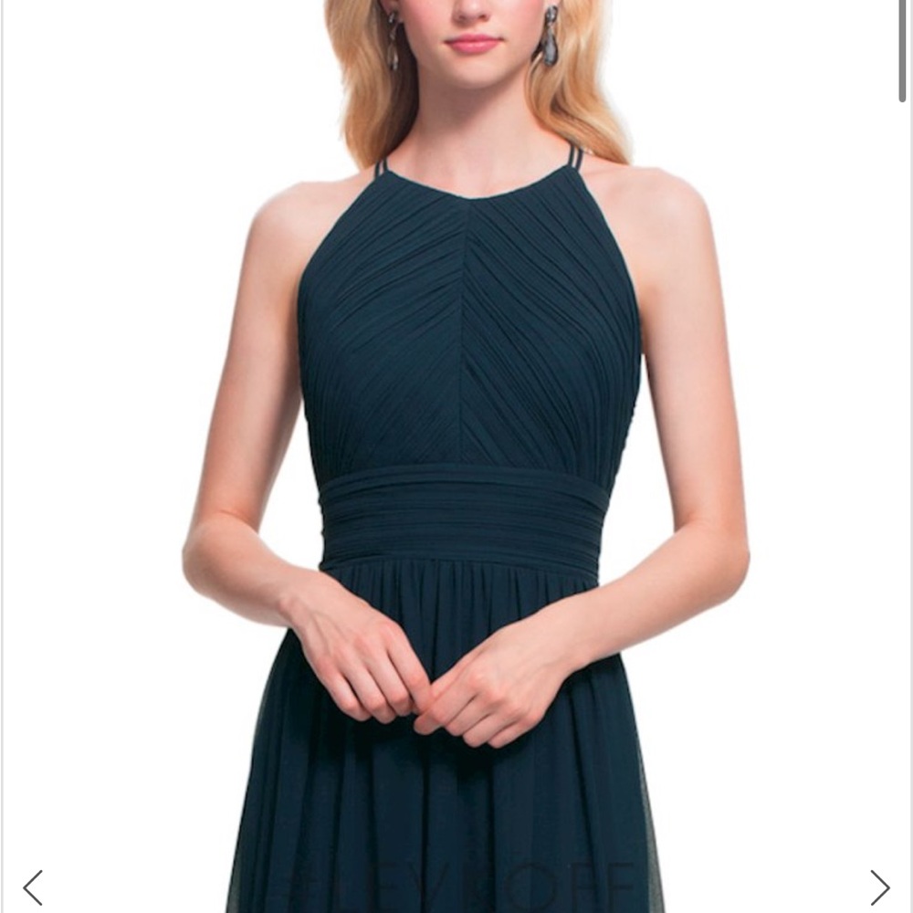 Bill Levkoff Midnight Blue Halter bridesmaid Dress